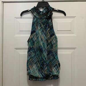 3/$15 HeartSoul Multicolor Halter Top Blouse Size Large Smocked Waist